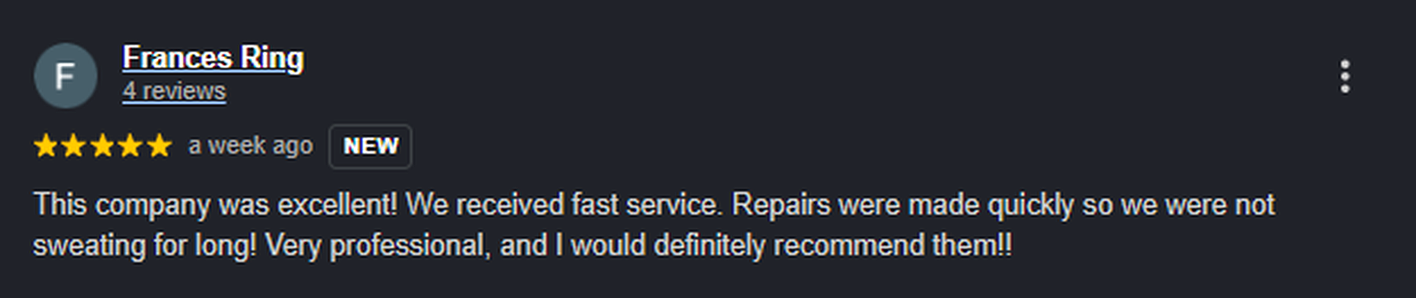 Google review — Frances Ring