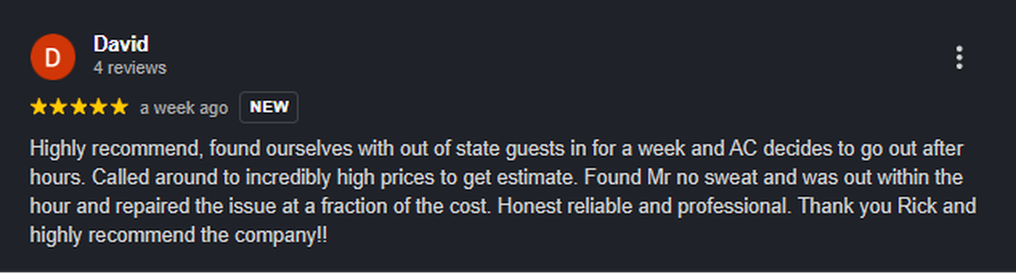 Google review — David