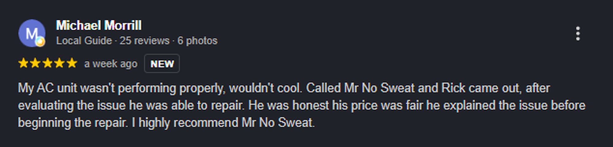 Google review — Michael Morrill
